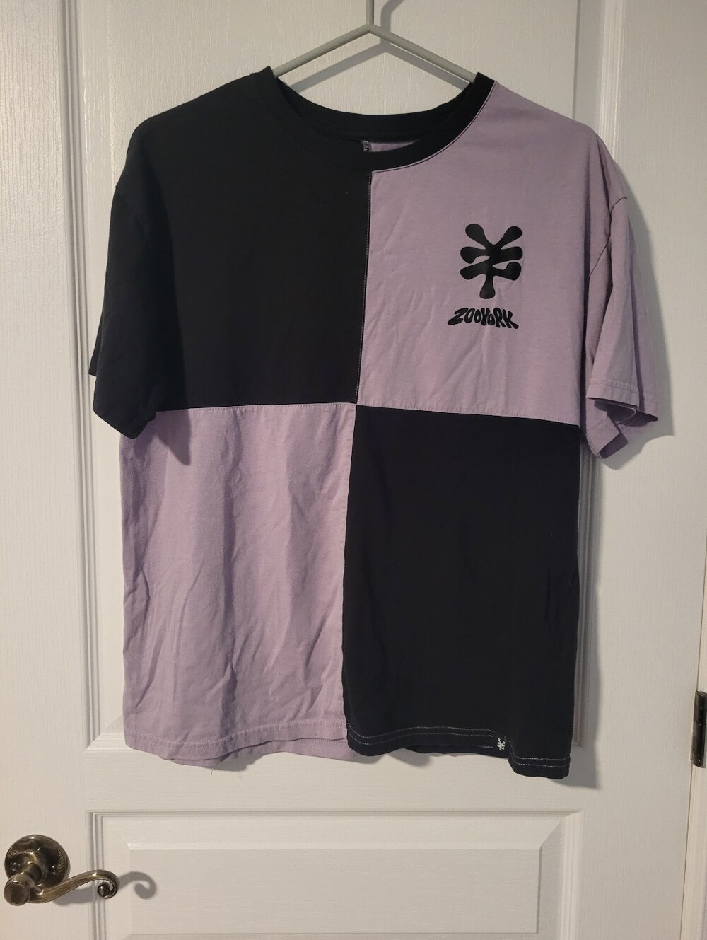Zoo York Black and Lavender Logo Crew Tee